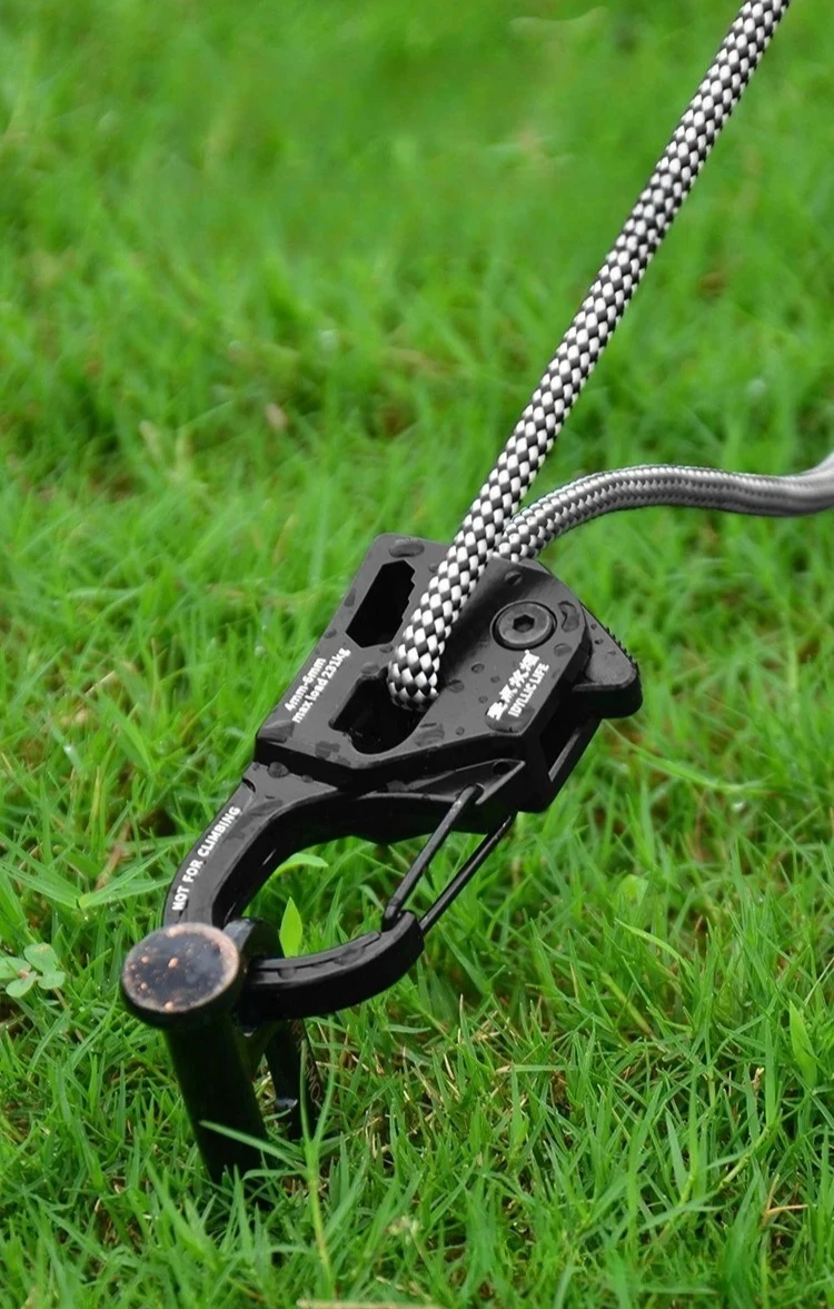 1× Zeltseilspanner aus Aluminiumlegierung, selbstsichernder Seilspanner aus Edelstahl, 2–10 mm, rutschfester Planenspanner, Outdoor-Zubehör – Detail 1