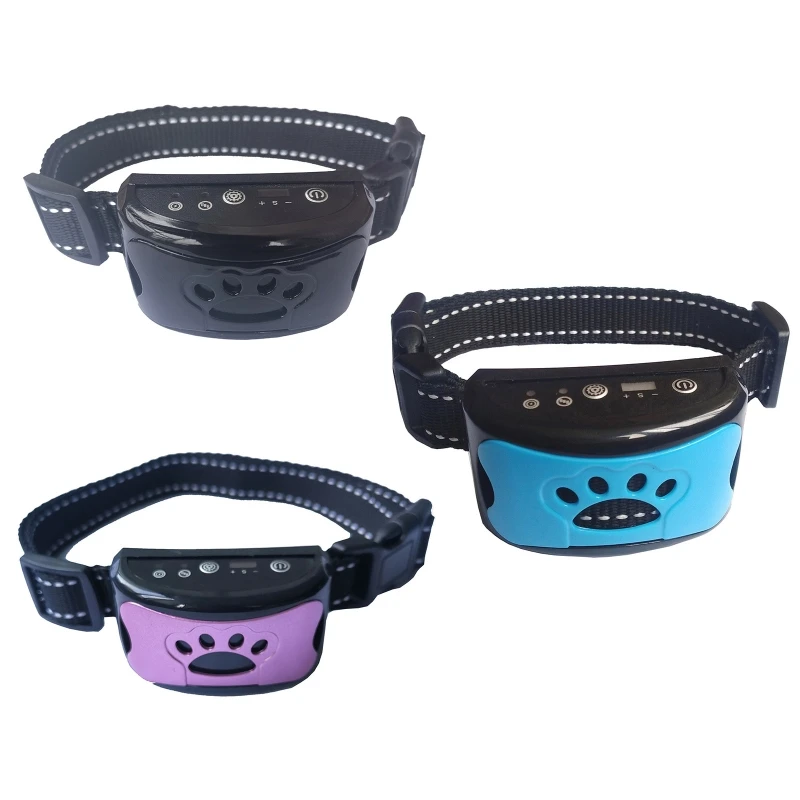 Rechargeable Dog Bark Collar Waterproof Pet Anti Bark Collar Stop Barking Device No Harm Control for Pet Dog Trainning Collars