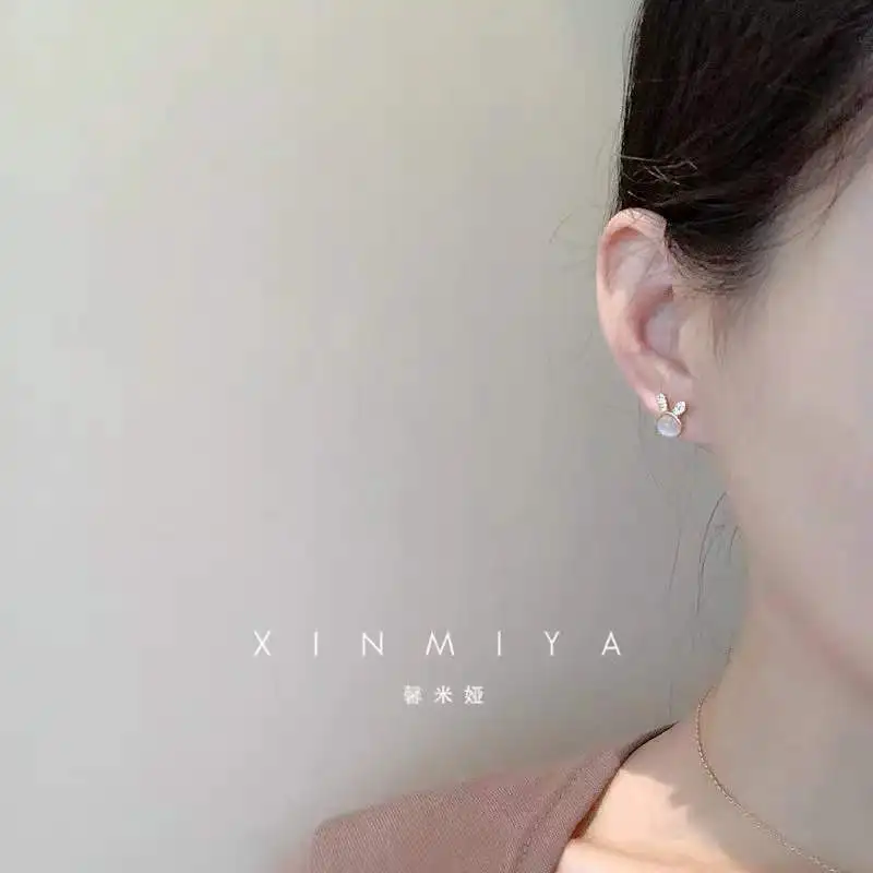 Opal Little Rabbit Earrings No Hole Ear Clips Rabbit Clip Earring Without Piercing Minimalist Earrings Jewelry CEYL269 ear clip earrings,clip earrings,ear clip