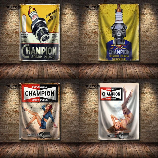 Champion Spark | Flag Vintage | Garage Flag | Banner Flag