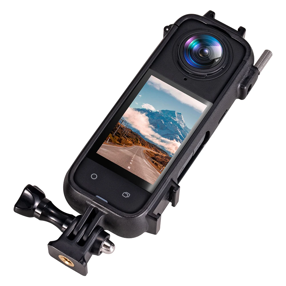 어댑터 마운트 및 나사 마모 방지 커버 케이스가 있는 PC 플라스틱 보호 케이지, Insta360 X4 용 1/4 인치 나사 구멍 및 2 콜드 슈