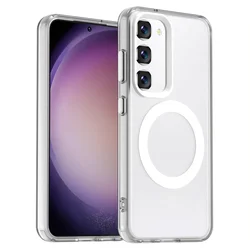 Matte Magnetic Clear Case with Magsafe Wireless Charging Compatibility for Samsung Galaxy S23 Ultra (White)