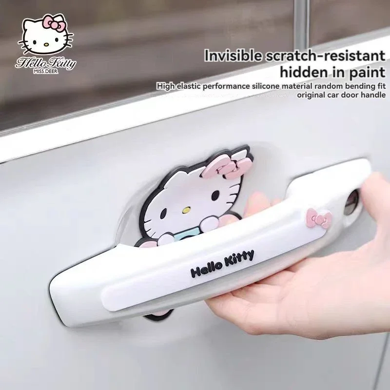 Sanrio Car Door Handle Modification Sticker Kawaii Hello Kitty Fuel Tank Cap Decoration Sticker Children's Toy Birthday Gift car styling microfiber leather door plank protective anti kick film sticker for alfa romeo stelvio 2017 2018 2019 car decoration