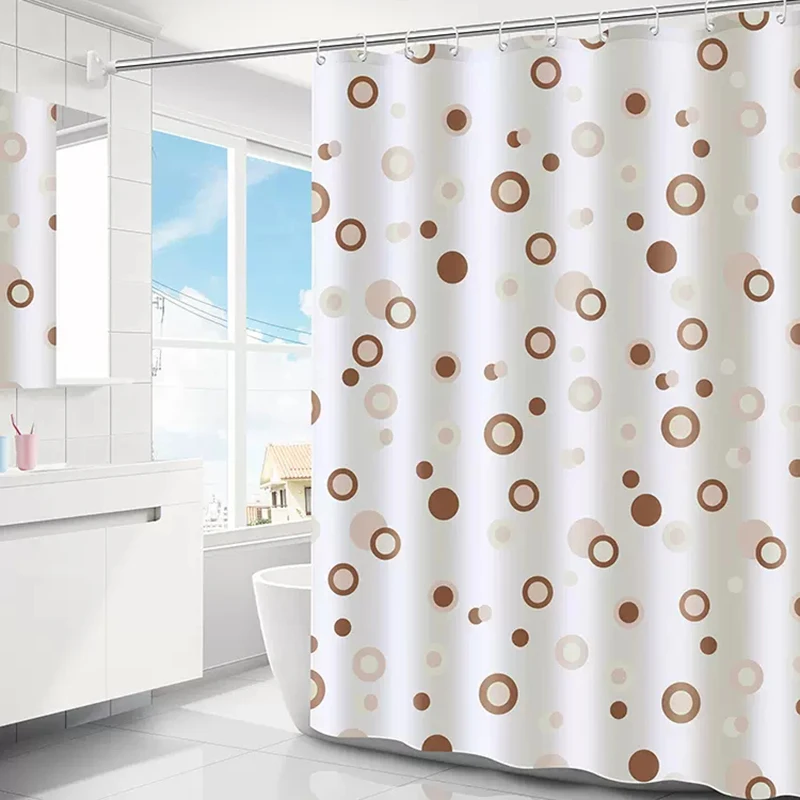 Coffee circle shower curtain 180 x 180 cm waterproof design quick drying heavy duty curtain set shower curtains