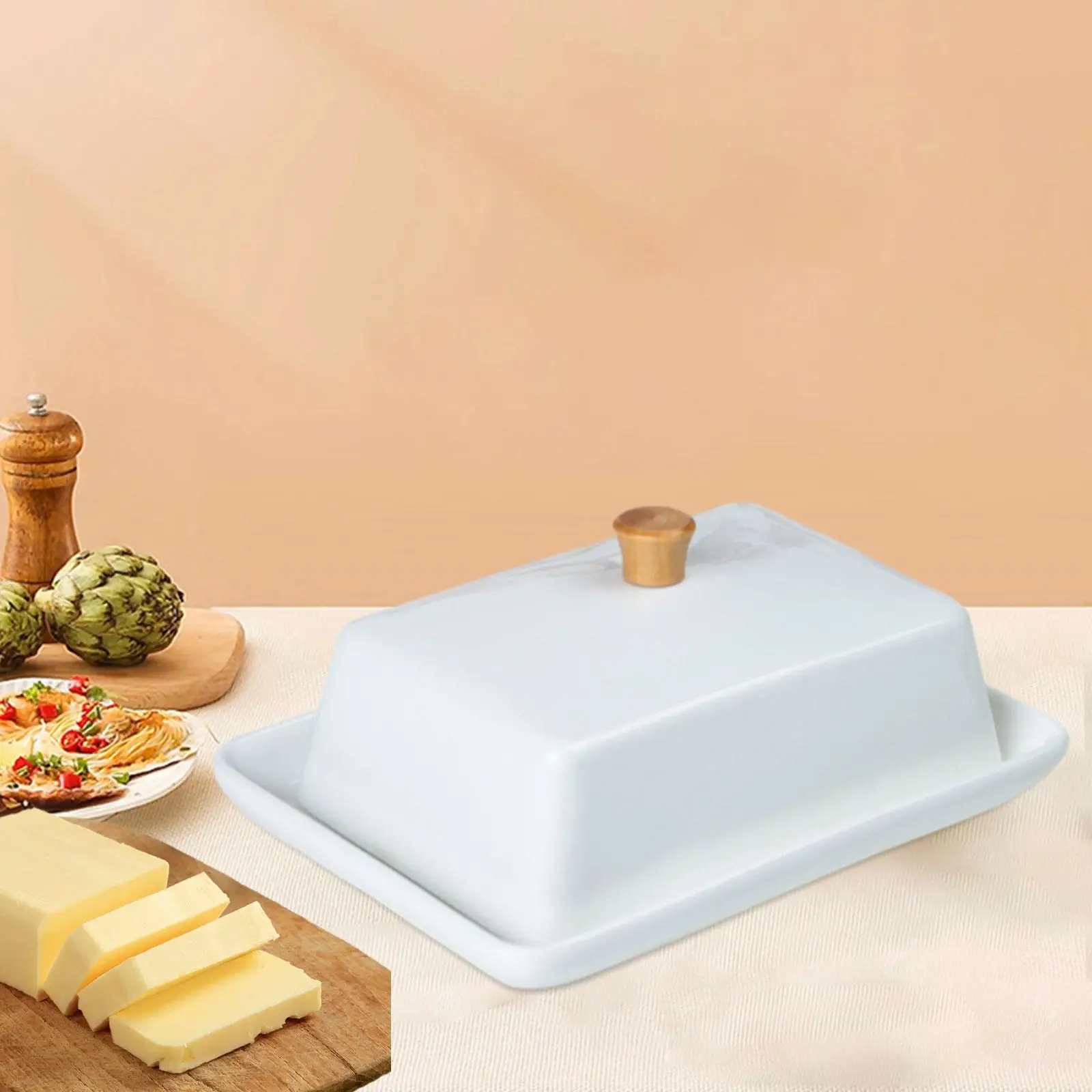 Ceramic Butter Dish Kitchen Organization Kitchen Butter Keeper with Sealed Lid Container for Cafe Fridge Cake Shop Baking