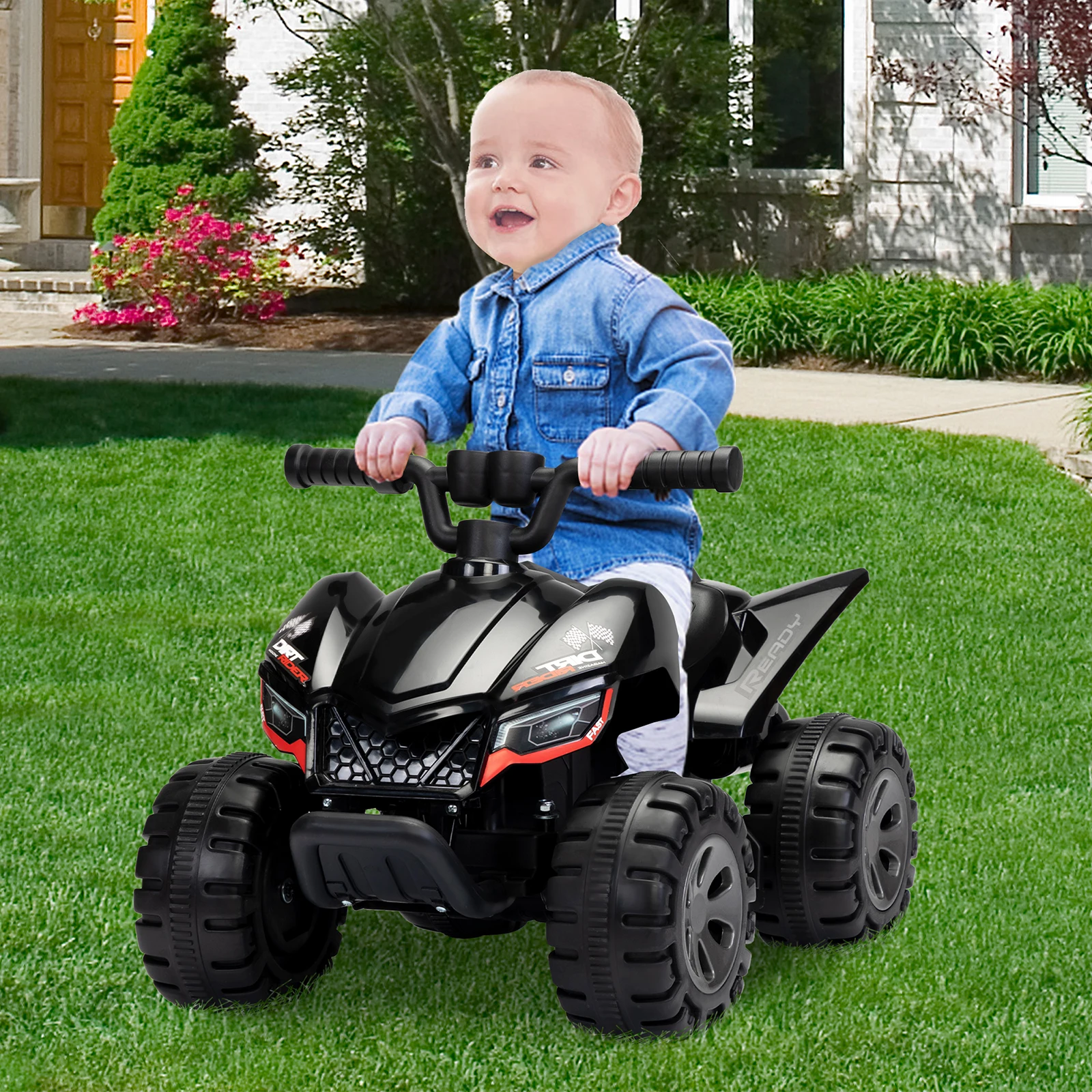 Kids Ride-on ATV, 6V Battery Powered Electric Quad Car with Music, LED Lights and Spray Device, 4 Wheeled Ride-on Toy for Toddle