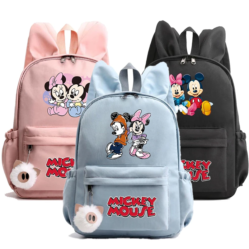 

Disney Mickey Mouse Backpack Teenager Girl Canvas Backpack Schoolbag Large Capacity Schoolbag Bookbag Rucksack Travel Bag