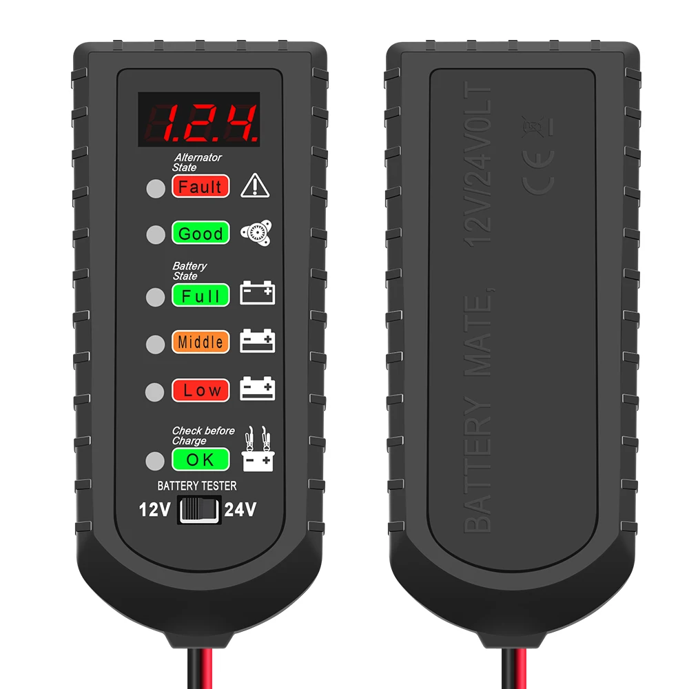 12V 24V Car Battery Tester Alternator Tester LED Display Automotive Battery Checker Analyzer Auto Repair Multifunctional