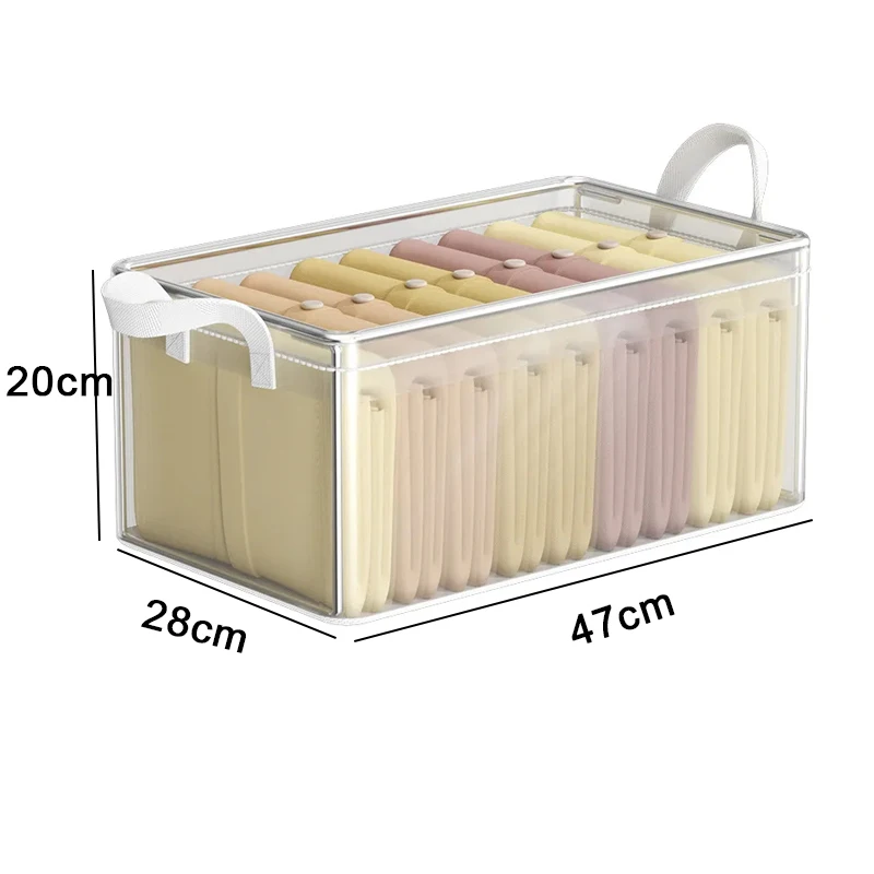 PVC Transparent Storage Basket for Clothes Underwear Storage Box Stainless Steel Frame Wardrobe Organizer Waterproof Cloth Box 6