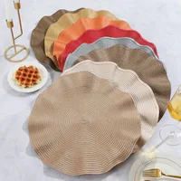 Set of 6 Round Placemats with Weave Design Heat-resistant Table Mats Washable with Corrugated Edge Non-slip Dining Table Mats 3