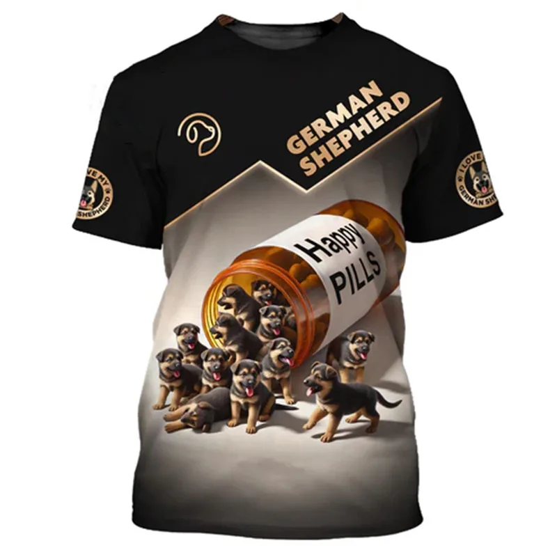 Men's Summer Casual German Shepherd 3D Print T Shirt