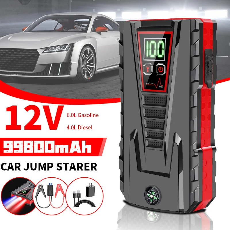 99800mAh Car Jump Starter Power Bank 2500A 12V Portable Car Battery Starter  Emergency AUTO Booster Starting Device Jump Start