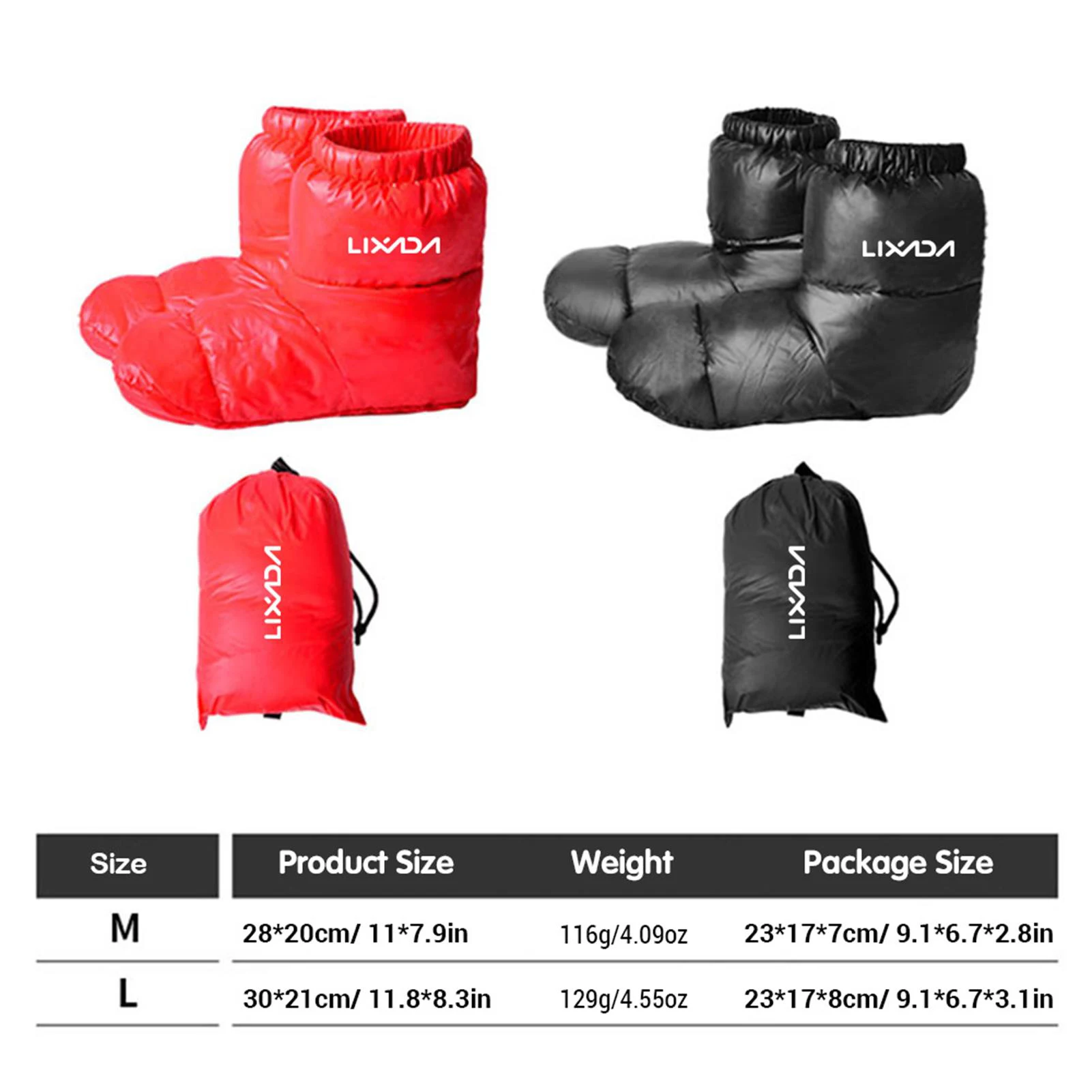 Camping Down Slippers Winter Down Booties Ultralight Water Resistant Outdoor Warm Socks Slippers for Camping Hiking Indoor