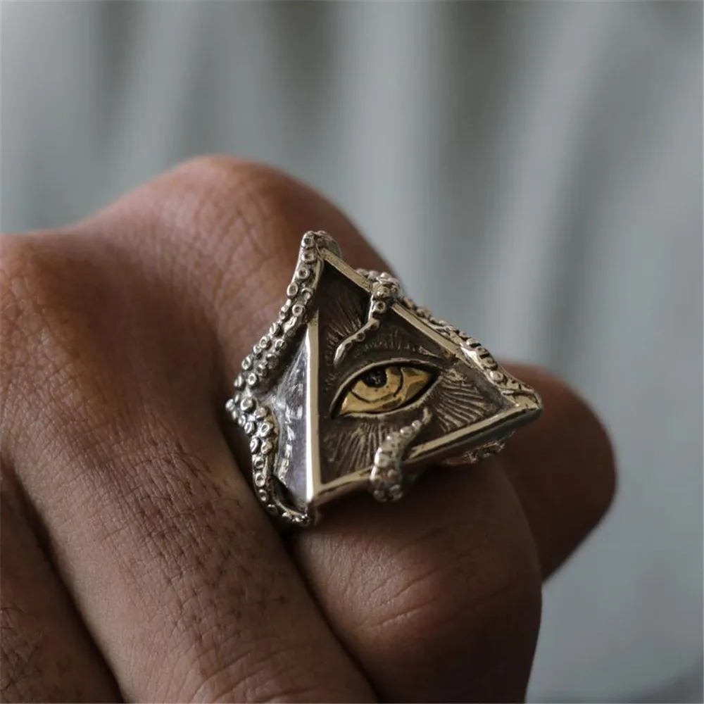

Hot selling Ruth's Eye Men's Octopus Triangle Eye Personality Ring