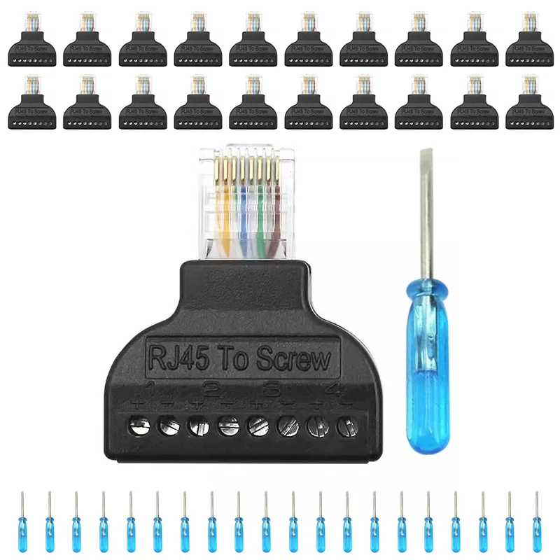 

2/4/8PCS RJ45 Male to 8 Pin crew Terminal Adapter Screw Connector Block Cable Network Plug Ethernet CCTV Digital Internet plug