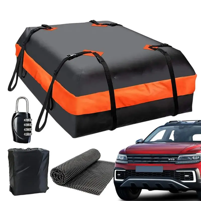 

Car Luggage Carrier Roof Bag Waterproof Car Overhead Storage Bag Durable Weather Resistant Traveling Roof Top Cover Accessories