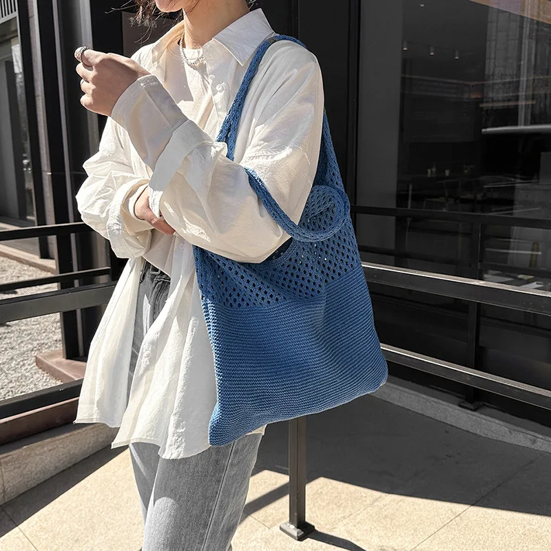 Large Capacity Shoulder Bags Fashion Women Hollow Woven Crochet Bag Knitting Handbags Eco Female Shopping Tote
