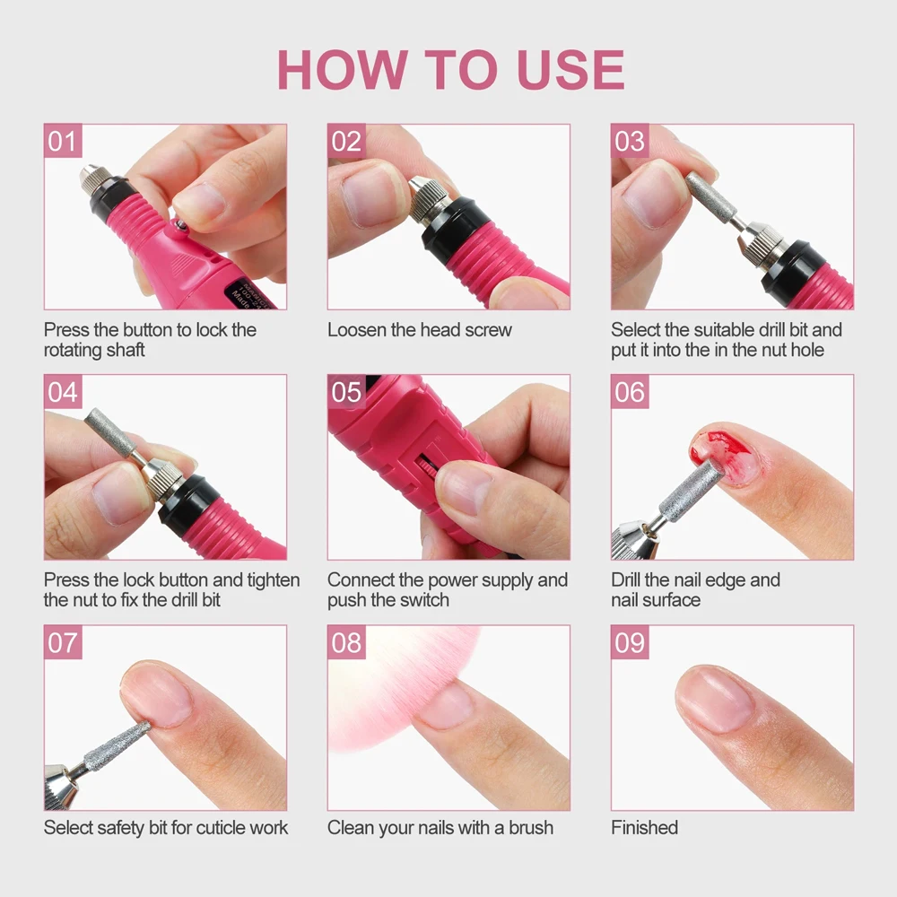 Strong Electric Nail Sander Nail Drill Machine Grinding Equipment Milling Cutter Manicure Pedicure Polishing Tools