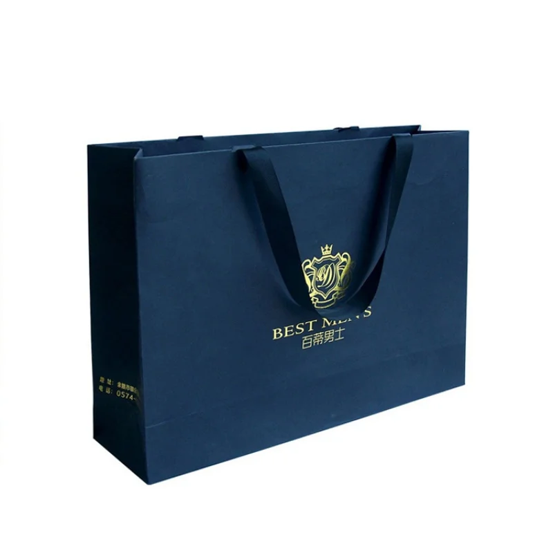 

Custom Logo Printed Cardboard Bolsas Shopping Garment Black Retail Carry Luxury Packaging Gift Paper Bag With Ribbon Handle