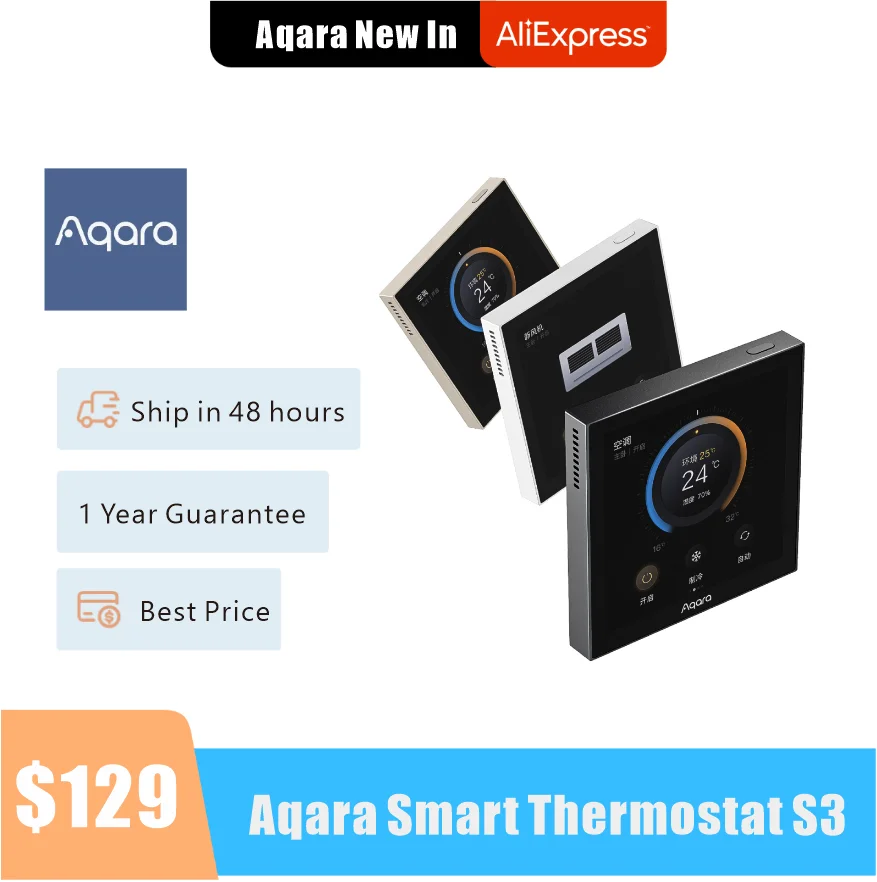 

Aqara Smart Thermostat S3 Touch Screen Voice / Remote Control Support Sensing Temperature Humidity Work with Homekit