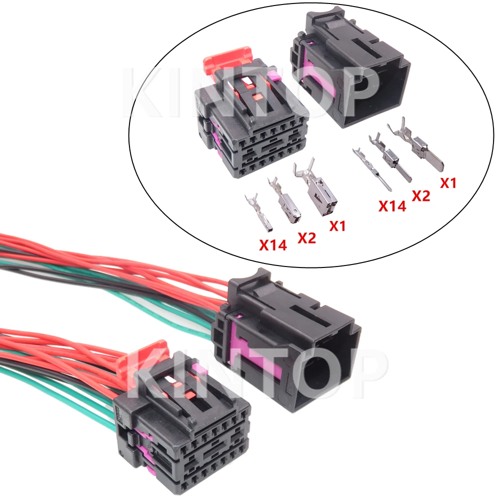 1 Set 17 Pins Car Seat Wire Cable Plastic Housing Socket Auto AC Assembly Composite Connector For VW Audi