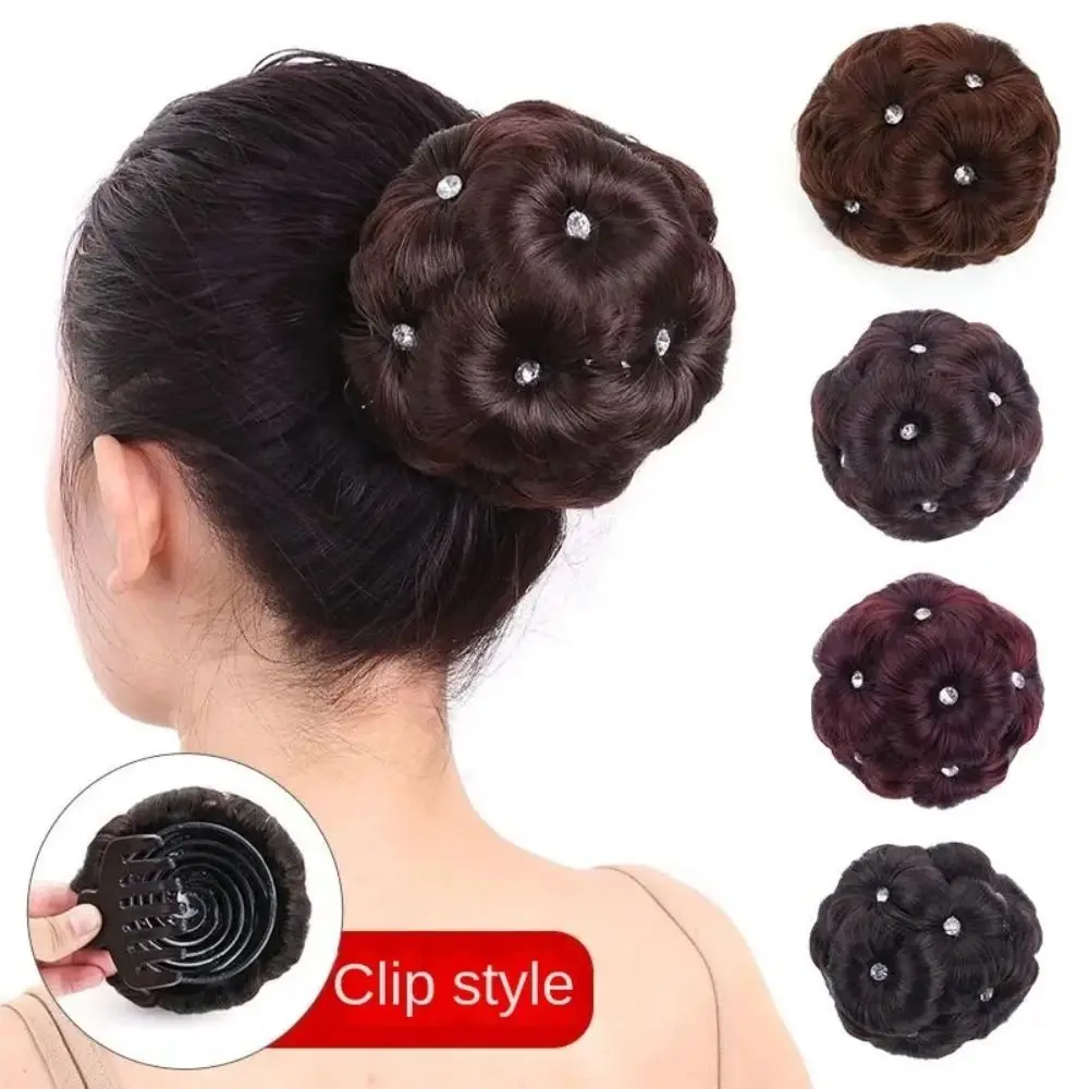 

9 Flowers Curly Chignon Fashion Wig Synthesis Elastic Hair Extension Clip Donut Hairpiece Hair Accessories