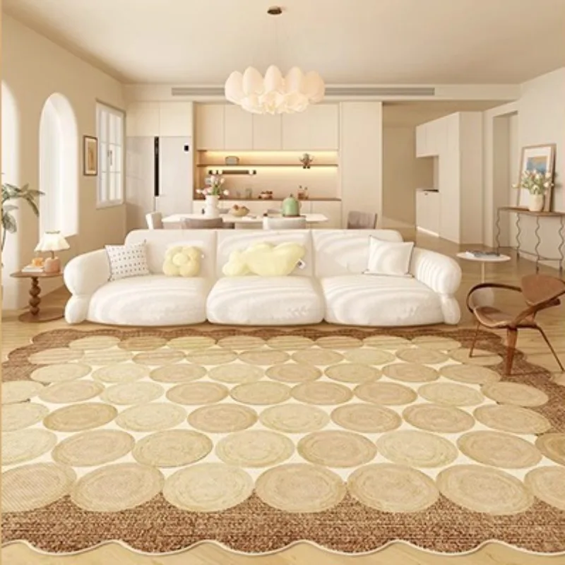 Special-shaped Living Room Carpet Modern Cream Style Large Area Bedroom Rug Fashionable Art Home Decoration Coffee Table Mats 러그