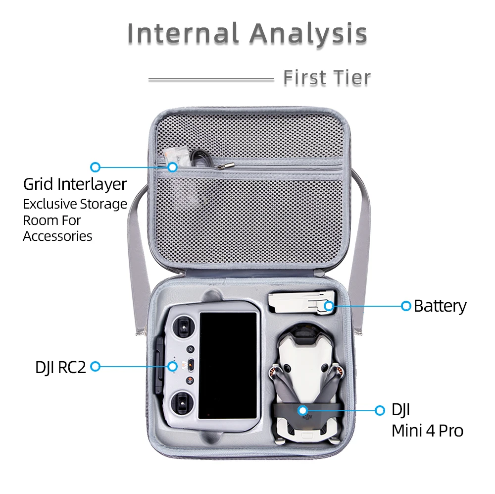 Carrying Case for DJI Mini 4 Pro Integrated Storage Box Grey