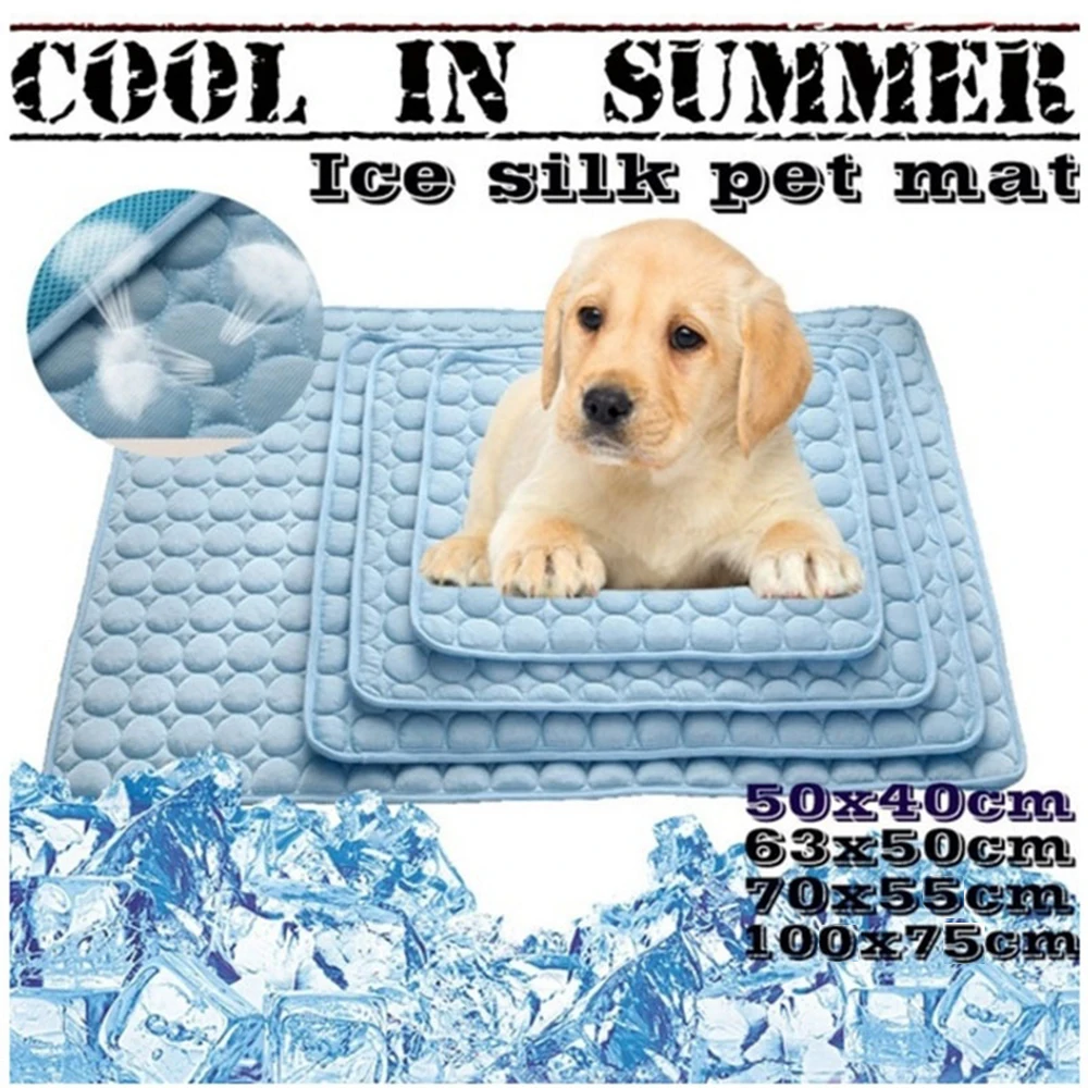Pet Cooling Mat Dog Cat Sleeping Pad Cool Ice Silk Moisture-proof Mattress Cushion Summer 5 sizes