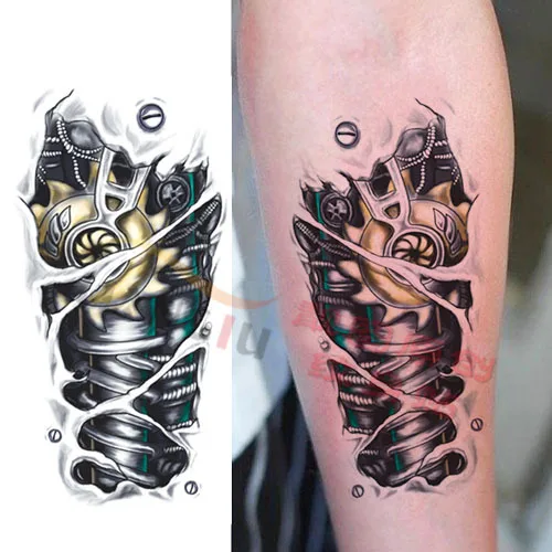 

Waterproof Temporary Tattoo Sticker on body big size 22*10cm 3D robot arm tatto stickers flash tatoo fake tattoos for men