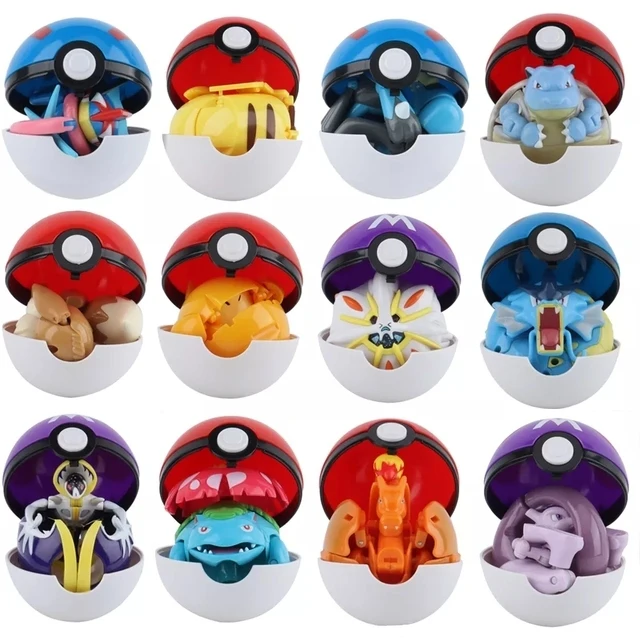 12 Styles Pokemon Figures Toys Variant Ball Model Pikachu Jenny Turtle Pocket Monsters Mew-Two Action Figure Toy Gift - C 12pcs