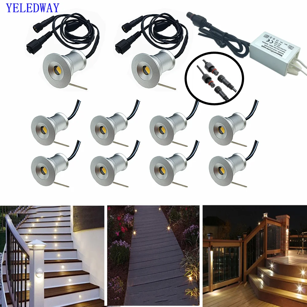 Outdoor 1W Mini LED Deck Light Recessed Underground Stair Step Lamps 12V Garden Pathway Yard Landscape Waterproof Spotlight 220V led underground light led deck lights