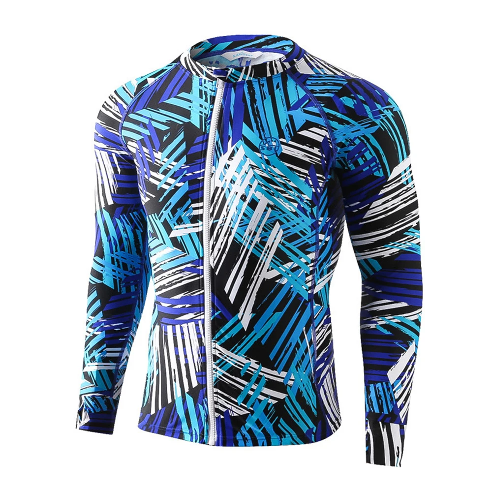 

2022 Men's Fashion Exquisite Print High Stretch Comfort Long Sleeve Surf Tops Water Sports Beach Fitness Swim Surfwear UPF 50+
