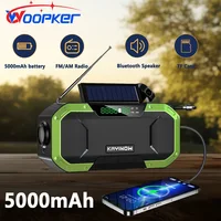 Woopker Emergency Radio 5000mAh Multifunctional Bluetooth Portable Radio Solar Hand Crank AM/FM/SW Suitable for Outdoor Camping