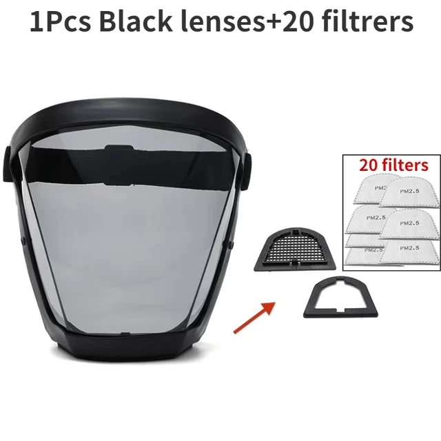 Security protection Transparent full face shield safety glasses Protective Cover WindProof Anti-fog Eye Protection Face Mask 1 mask 20Filters