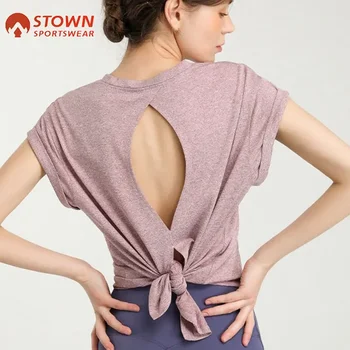 Camicia sportiva Temperamento Bodybuilding Abbigliamento sportivo T-shirt Moda Abbigliamento yoga Bellezza sexy Top posteriori Abbigliamento fitness Donna Fitness