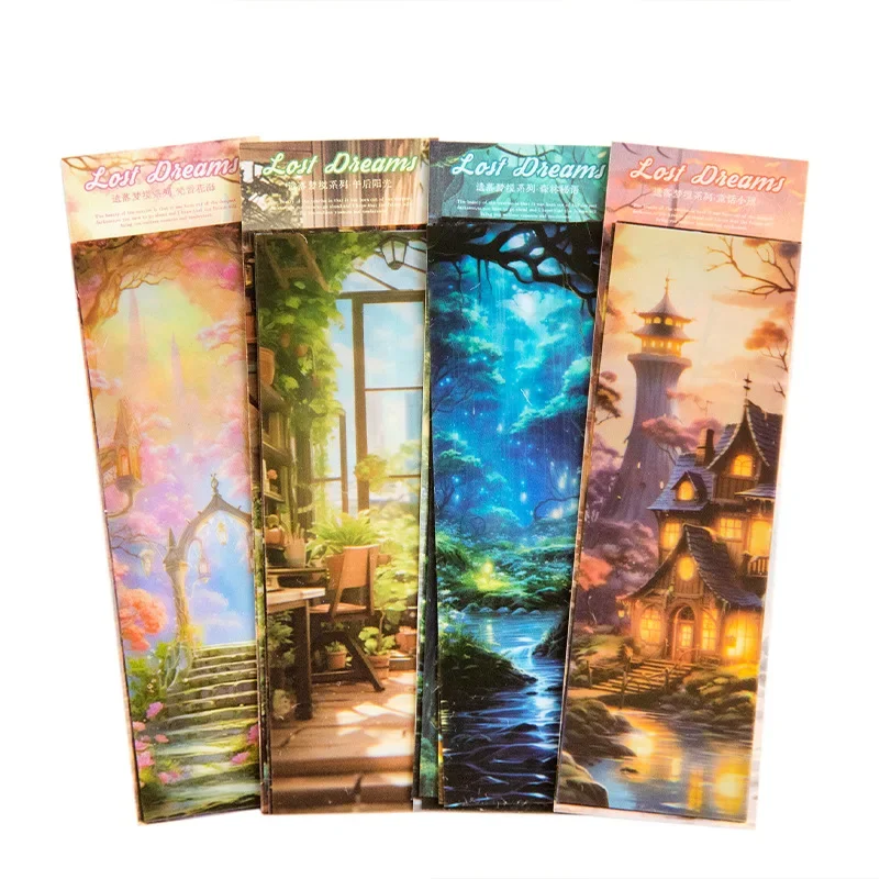 Bookmarks Stationery Supplies 8 Pcs Transparent PET Dreamland Bookmark Fairy Forest Book Mark Bookmarks for Kids Women Teacher Students Gifts Back To School