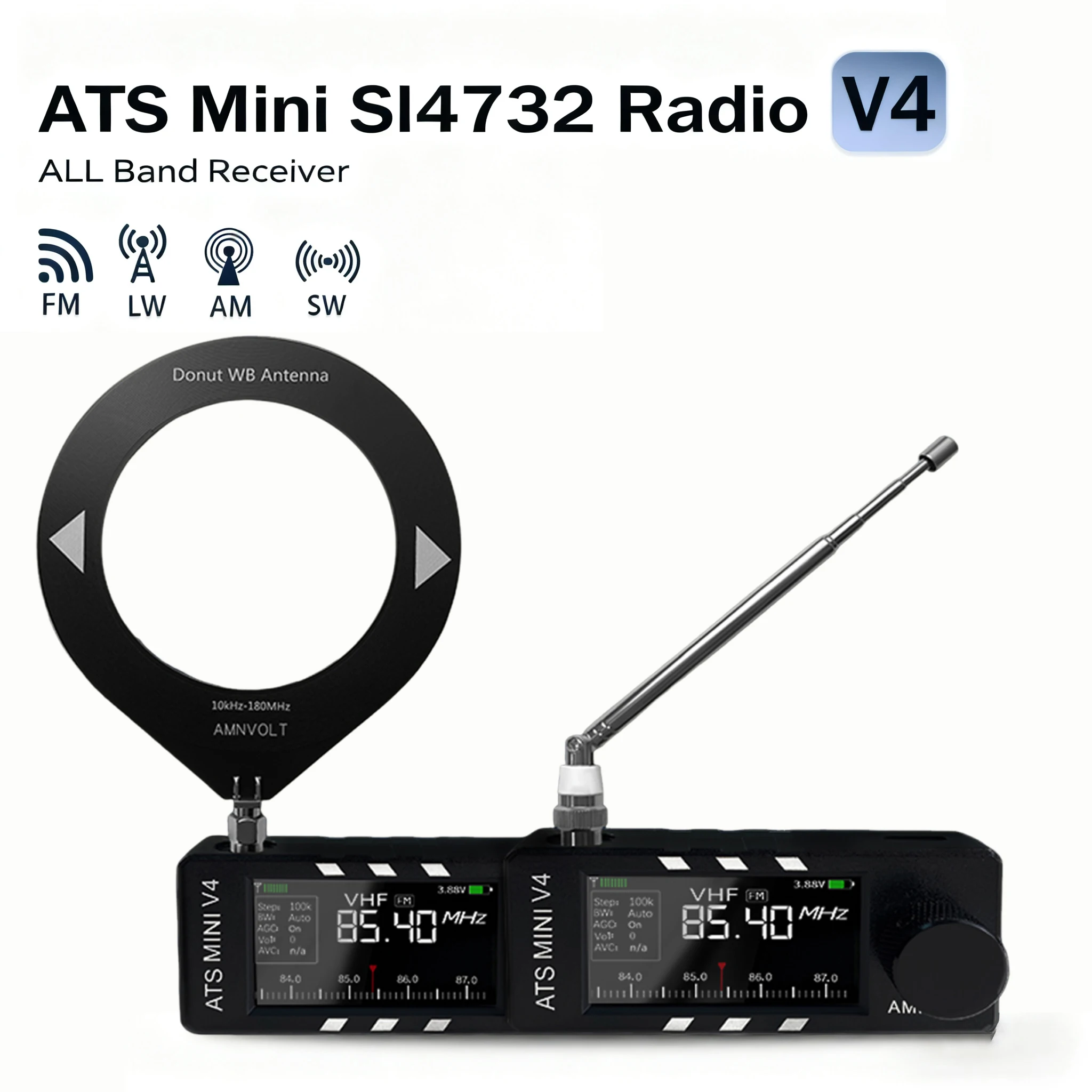 AMNVOLT V4 ATS MINI SI4732 Radio Full Band DSP Radio FM AM SSB LSB
