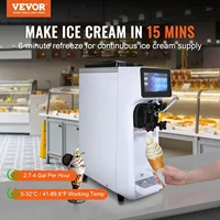 Commercial Ice Cream Maker, 10-20L/H Yield, 1000W Countertop Soft Serve Machine with 4.5L Hopper 1.6L Cylinder Touch Scree 2