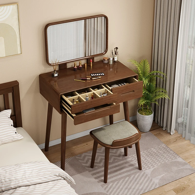 

Modern Dressing Table Storage Closet Vanity Wood Light Mirror Drawer Nightstands Organizer Comoda Pra Quarto Bedroom Furniture