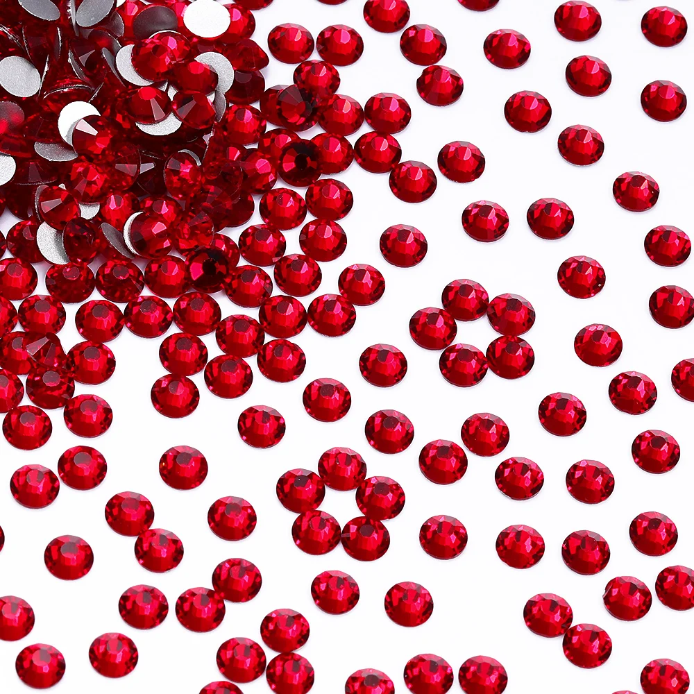 QIIY SS3-SS60 Rote Serie Glas-Strasssteine, superheller Kristall, rund, nicht Hotfix, flache Rückseite, zum Aufkleben auf 3D-Steinen für DIY-Nagelkunst – Detail 14