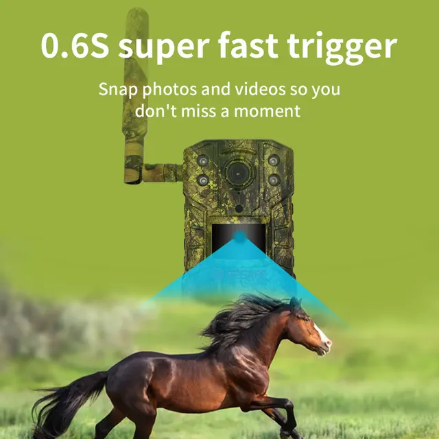4MP 1440p Hunting Trail Camera 4G SIM Card IP66 Waterproof  PIR Motion Detection Wildlife Camera IR Night Vision 4