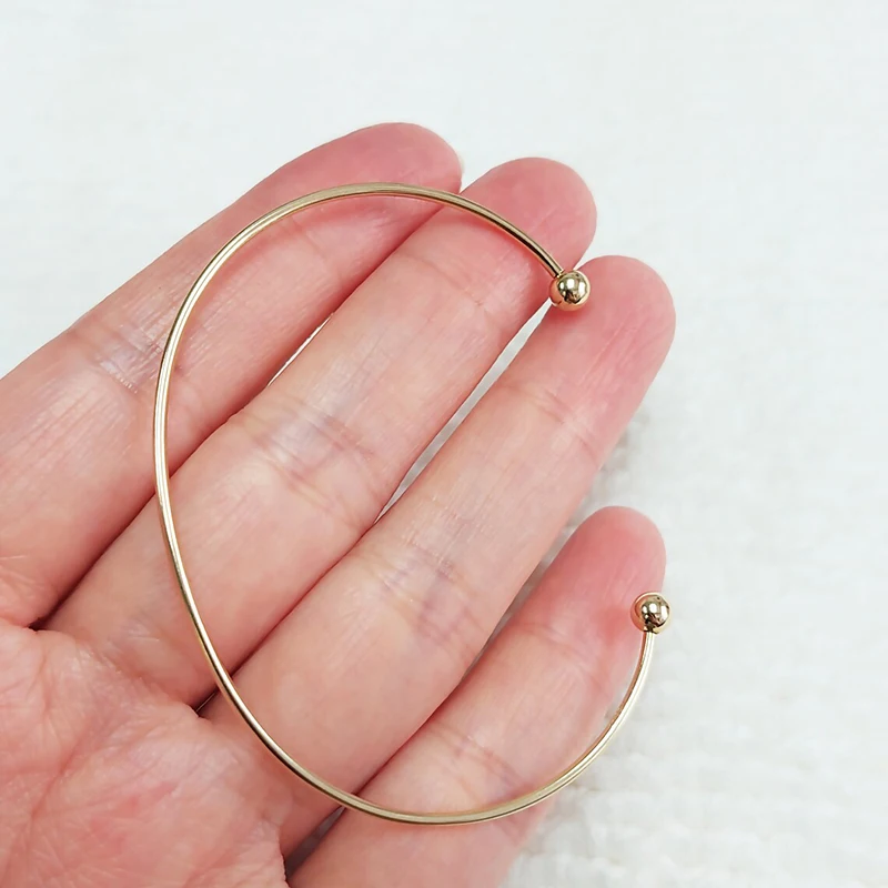 14K Gold Filled 7 Inch Flex Bangle 2.3mm Threaded Balls Bracelet Handmade Jewelry Boho Charms Bracelets DIY Jewelry Findings