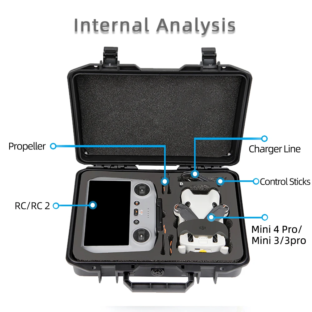 Explosion-Proof Case for DJI mini 4 Pro Hard Bag Water proof mini 3 Cover RC2 RC-N2 Daul Using for DJI 3 pro Accessories