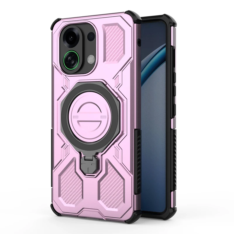 Shockproof Rugged Armor Case with Rotatable Metal Magnetic Ring Stand - Anti-Drop Cover