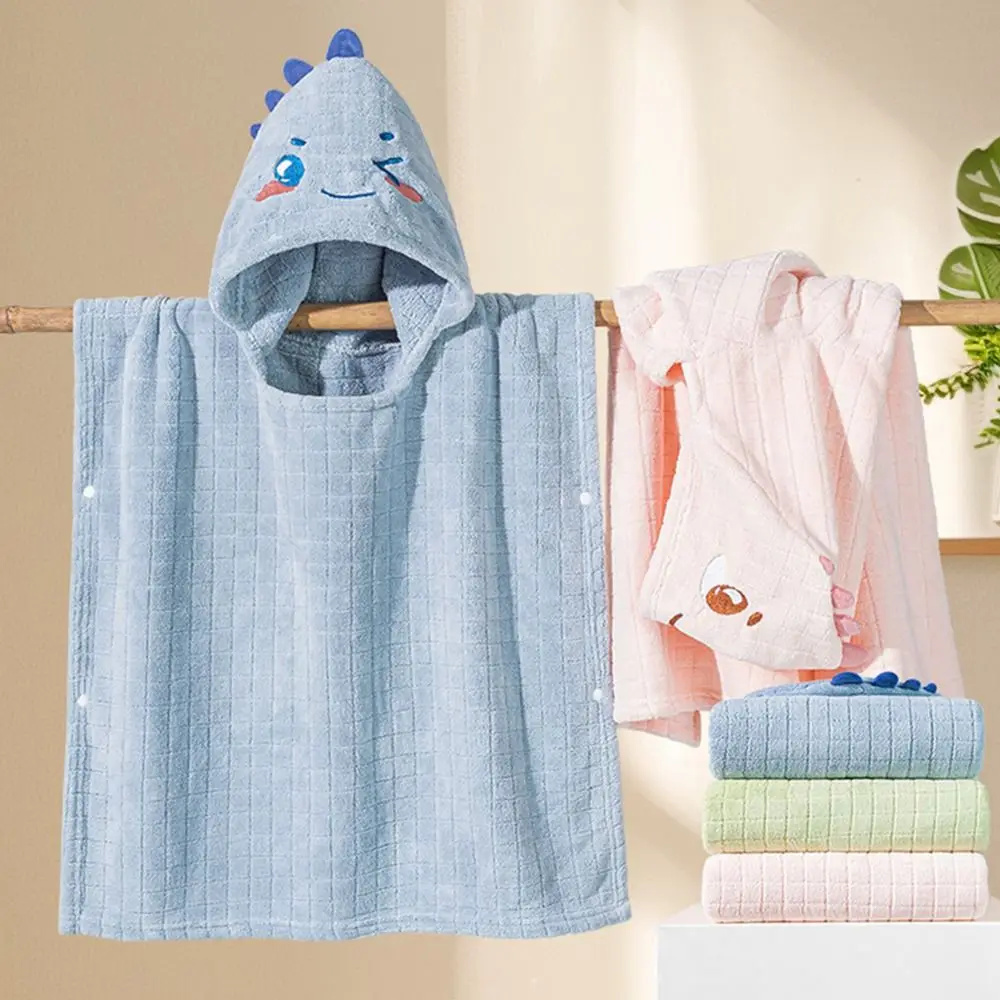 Cartoon Dinosaur Baby Bath Towel Coral Velvet Quick-Drying Hooded Bathrobe Absorption Practical Infant Bathrobe Sleeping Wrap