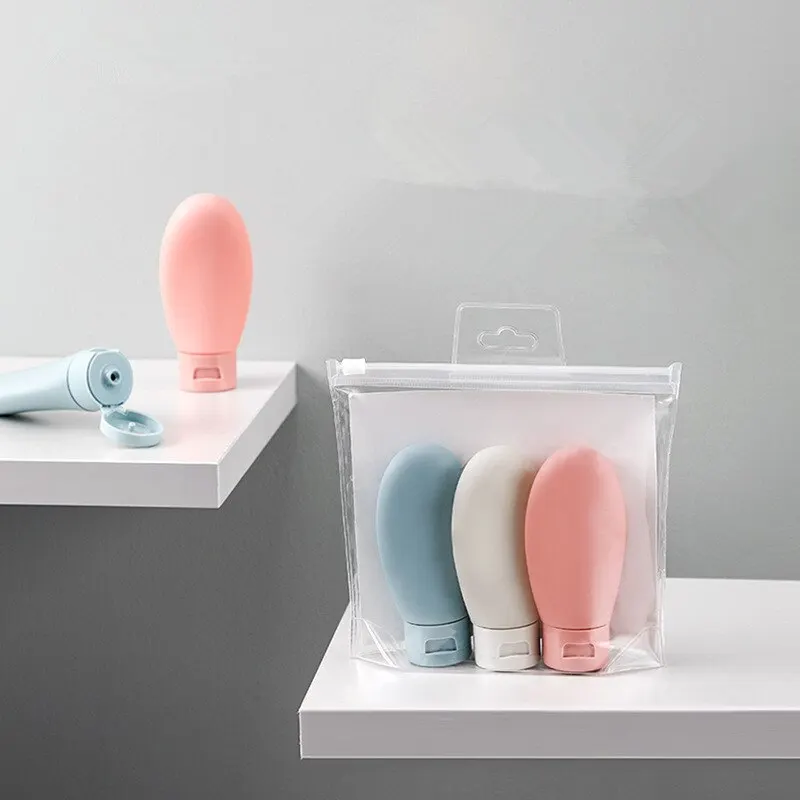 3pcs 60ml Nordic Style PE PP Women Hose Dispensing Bottle Portable Hotel Shampoo Shower Gel Travel Squeeze Lotion Combo Kit