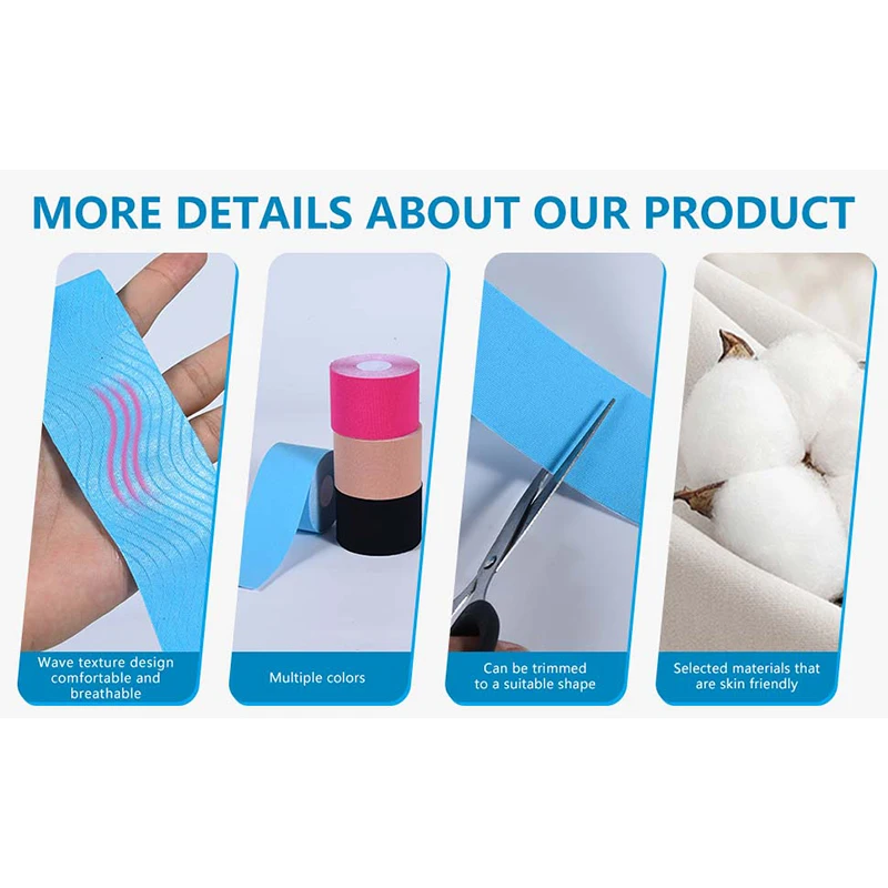 5cm*5m Sports Kinesiology Tape Elastic Bandage Tapes Waterproof For Ankle Wrists Knees Running Football Sport Braces Supports