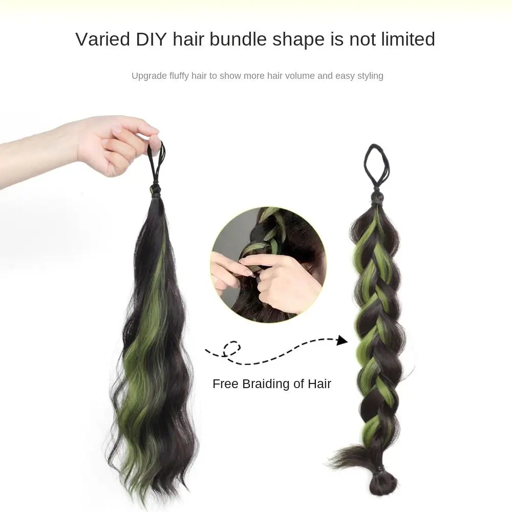 Gradient Synthetic Wavy Ponytail 50cm Length Elastic Hair Tie Braiding Hair Ponytail Colorful Increase Hair Volume