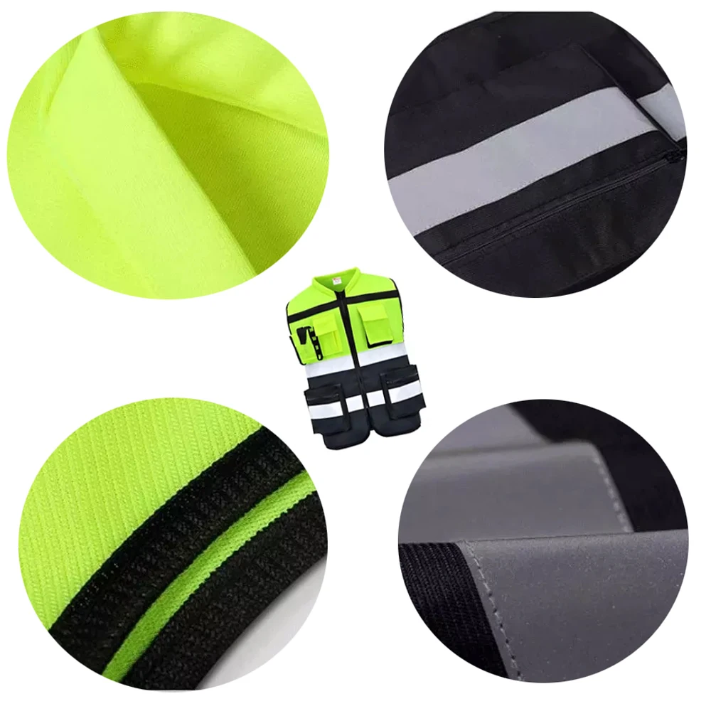 Green Black Safety Vest High Visibility Reflective Safety Vest Xl With Pocket Fit For Construction Workers Cyclists Runners reflective safety vest